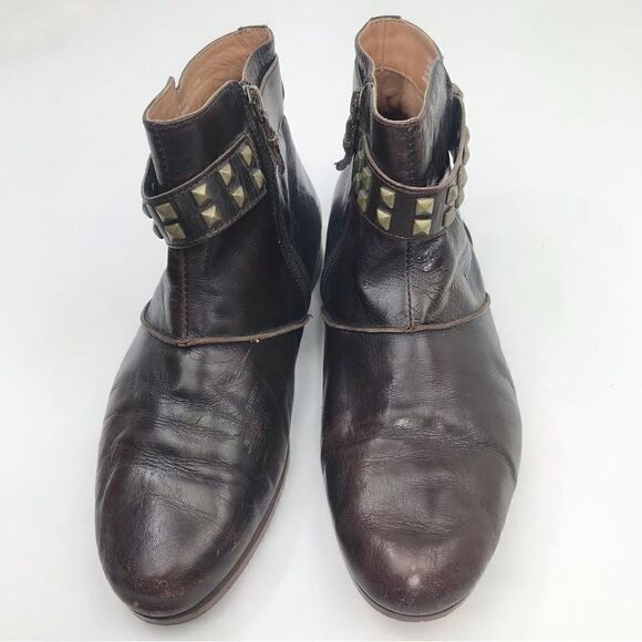 Earthies TREANO Brown Leather Bronze Studded Ankle Boots in Chestnut - Picture 5 of 16
